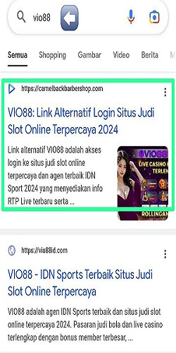 Tampilan Google Search Vio88