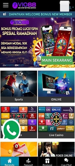 halaman utama akun di situs Vio88