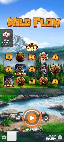 memulai permainan dengan menekan tombol spin