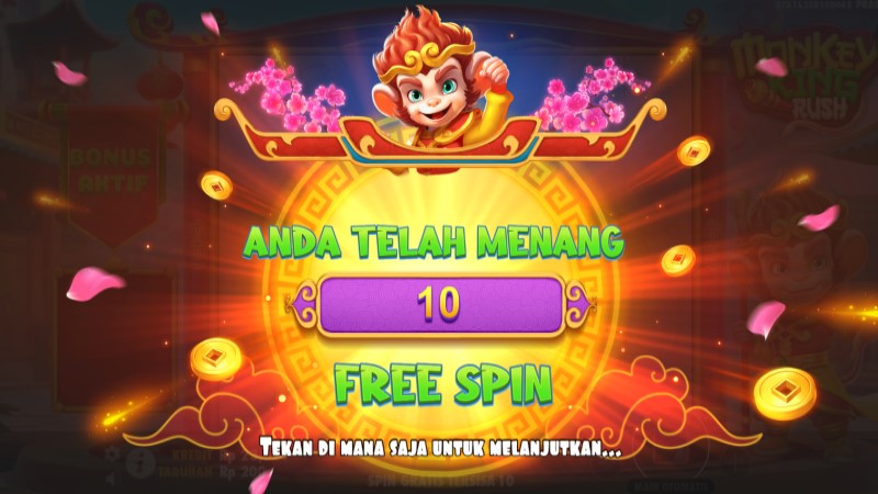Tampilan Menang Free Spin (Putaran Gratis) - Monkey King Rush