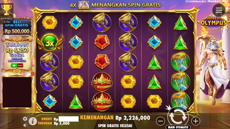Contoh Pembayaran Simbol Menang di Game Slot - Gates of Olympus