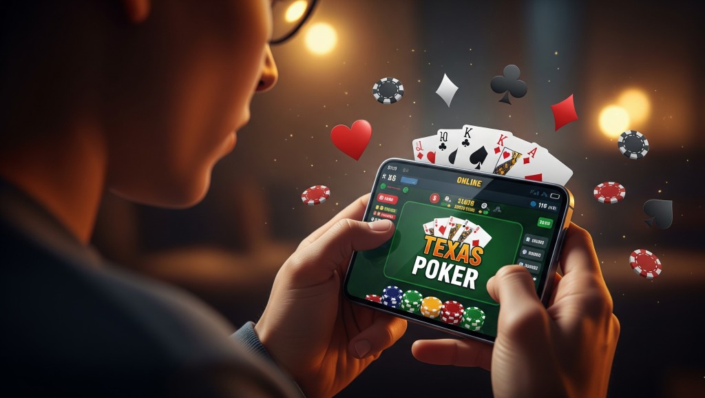 sedang bermain game texas poker